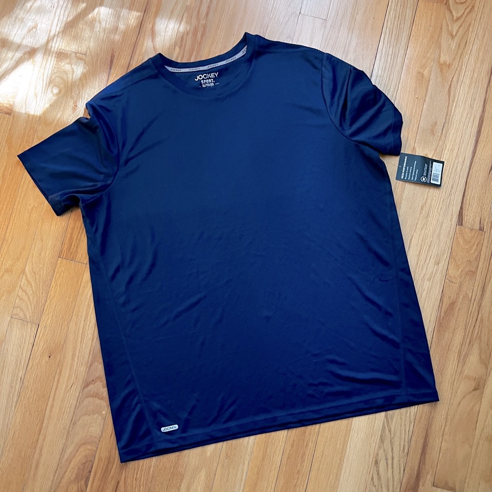 NWT Jockey Sport Navy Blue Short Sleeve Shirt XL
